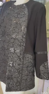 کت مشکی مجلسی ترکیبی کارشده ازسایز۴۲تا۵۲